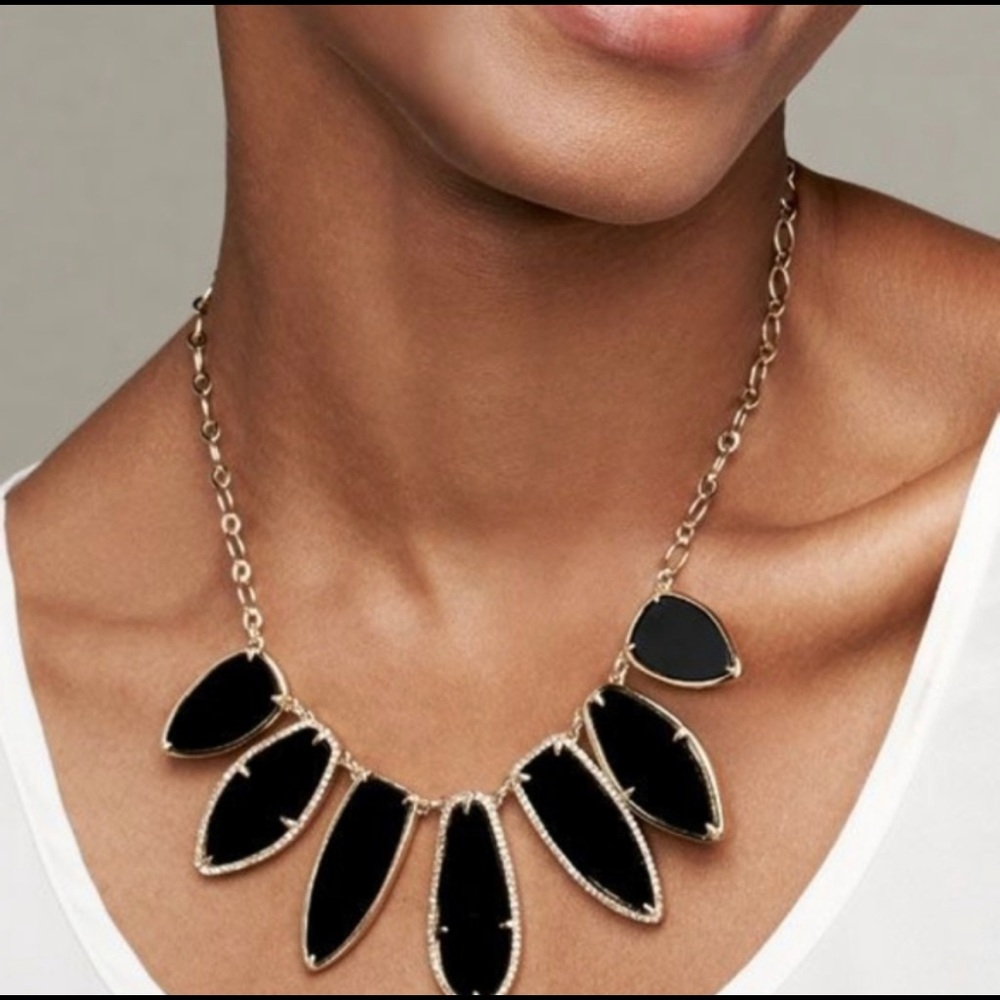 NWT Stella & Dot Black & Gold Statement Necklace